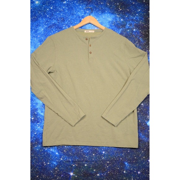 Pacas Mens Henley Shirt XL Green‎ Long Sleeve Pimalpaca Relaxed Fit Loungewear - Picture 1 of 6